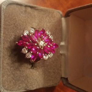Big Bold Hot Pink & Crystal Ring